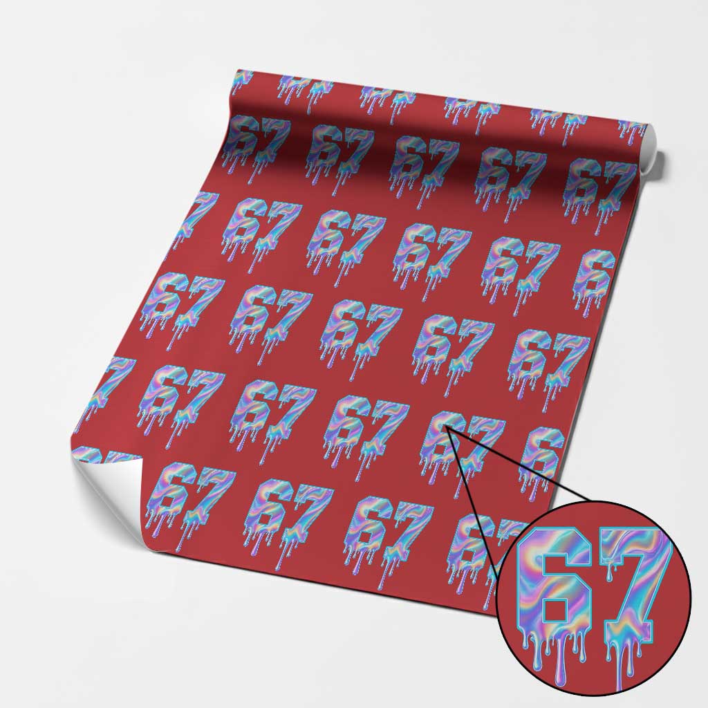 Baseball Drip Number 67 Player Wrapping Paper Roll Funny Six Seven Meme 67th Birthday Holographic Dripping - Wonder Print Shop