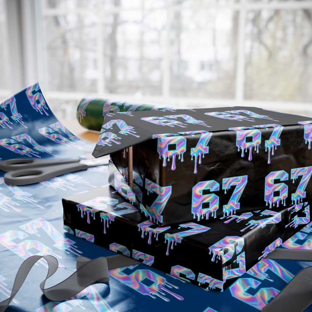 Baseball Drip Number 67 Player Wrapping Paper Roll Funny Six Seven Meme 67th Birthday Holographic Dripping - Wonder Print Shop