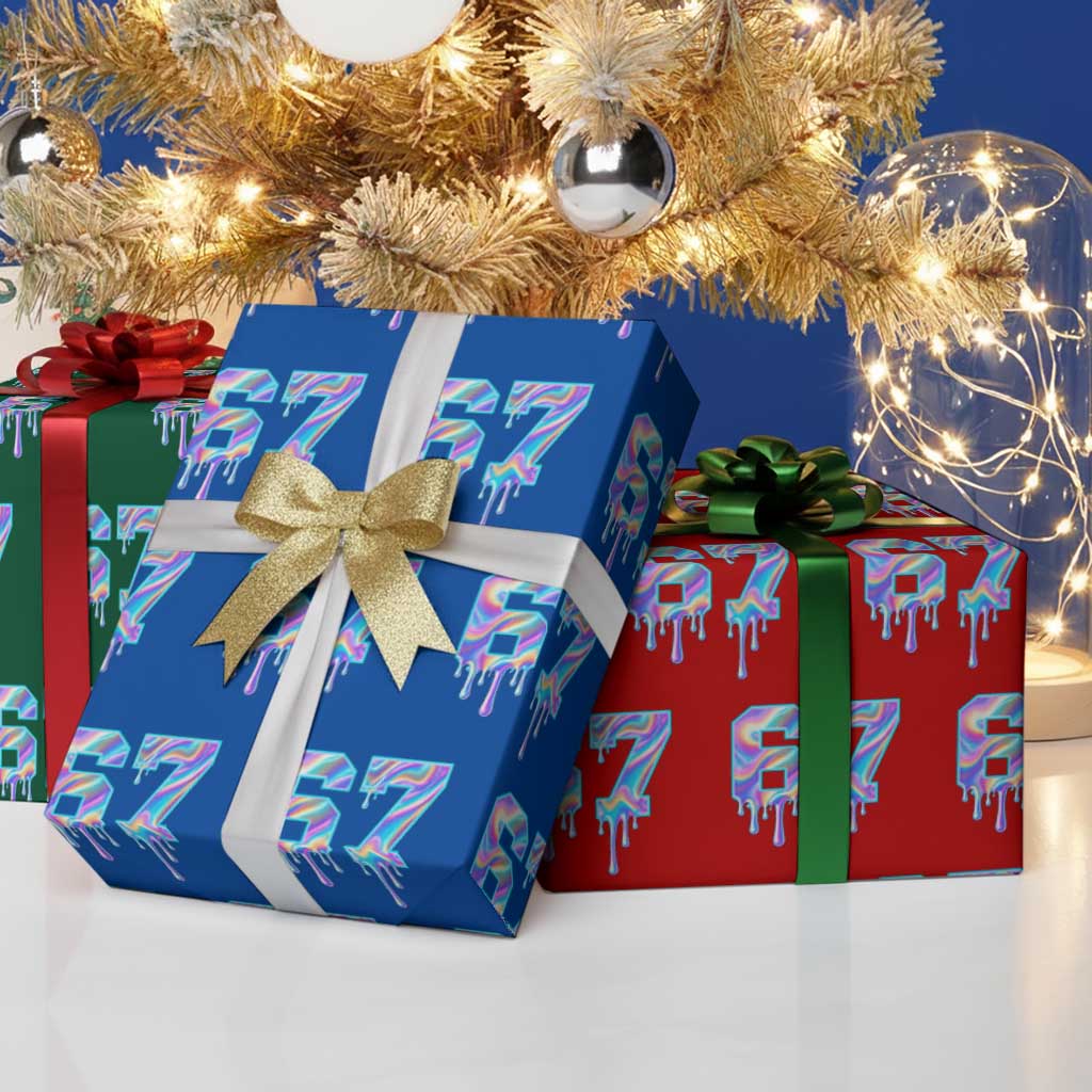Baseball Drip Number 67 Player Wrapping Paper Roll Funny Six Seven Meme 67th Birthday Holographic Dripping - Wonder Print Shop
