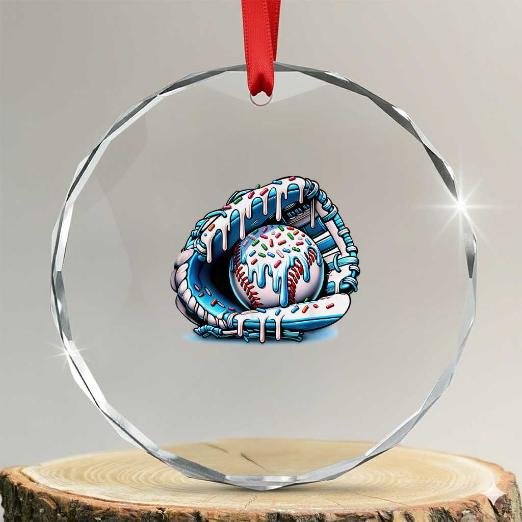 Baseball Drip Sprinkles Ice Cream Crystal Glass Ornament Ball and Glove Dripping TS02