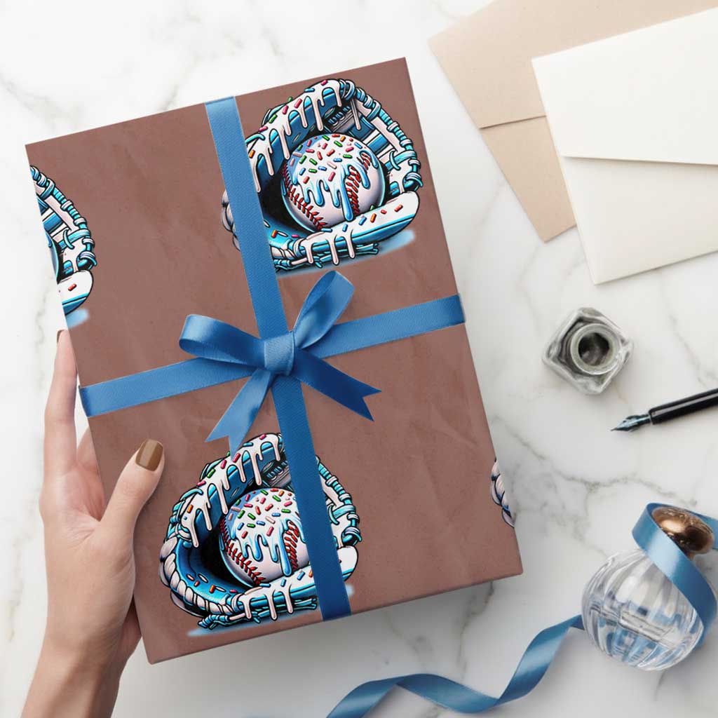 Baseball Drip Sprinkles Ice Cream Wrapping Paper Roll Ball and Glove Dripping - Wonder Print Shop