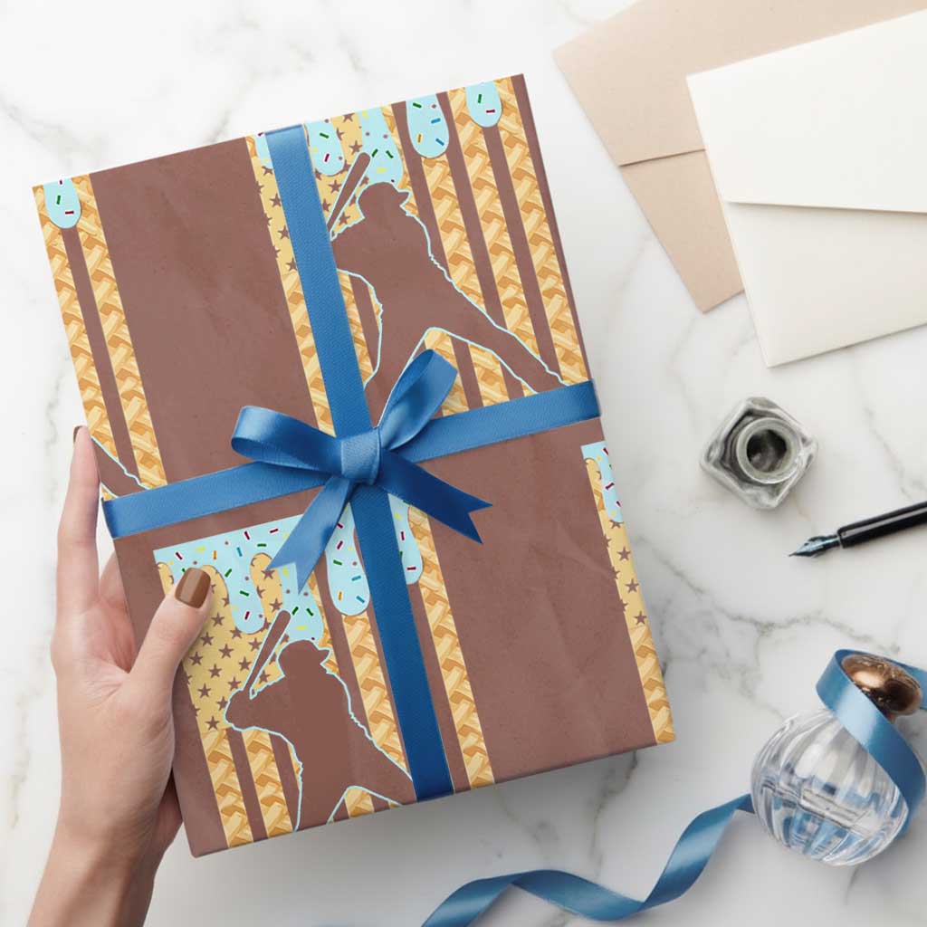 Baseball Drip Wrapping Paper Roll Dripping Ice Cream Sprinkles American Flag Boys - Wonder Print Shop