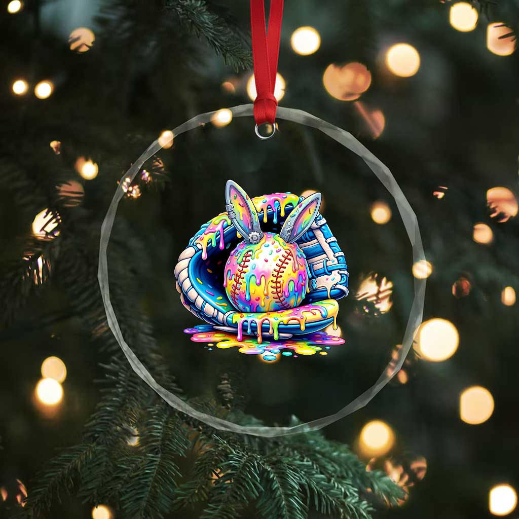 Baseball Easter Crystal Glass Ornament Drip Ice Cream Sprinkles Baseball Glove