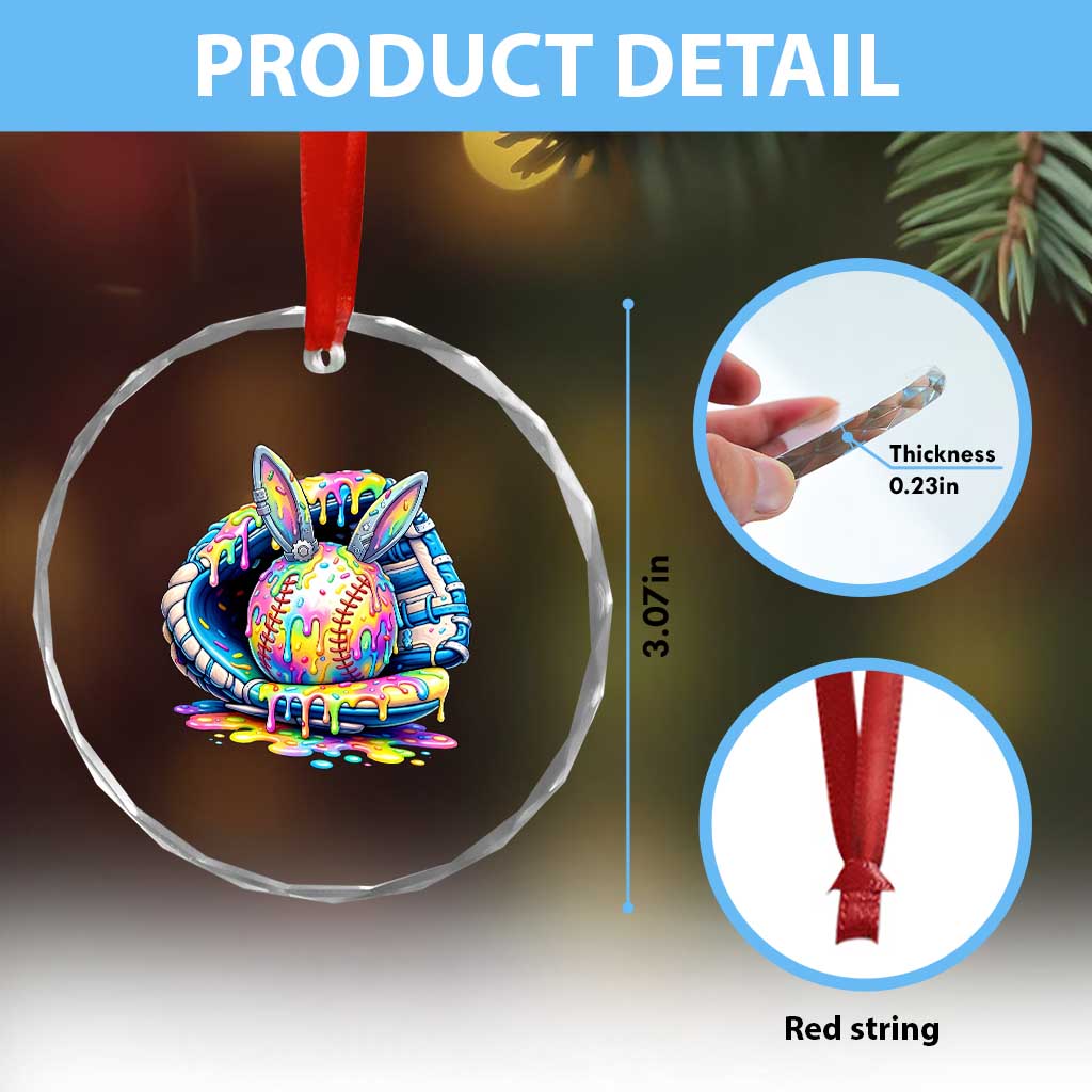 Baseball Easter Crystal Glass Ornament Drip Ice Cream Sprinkles Baseball Glove