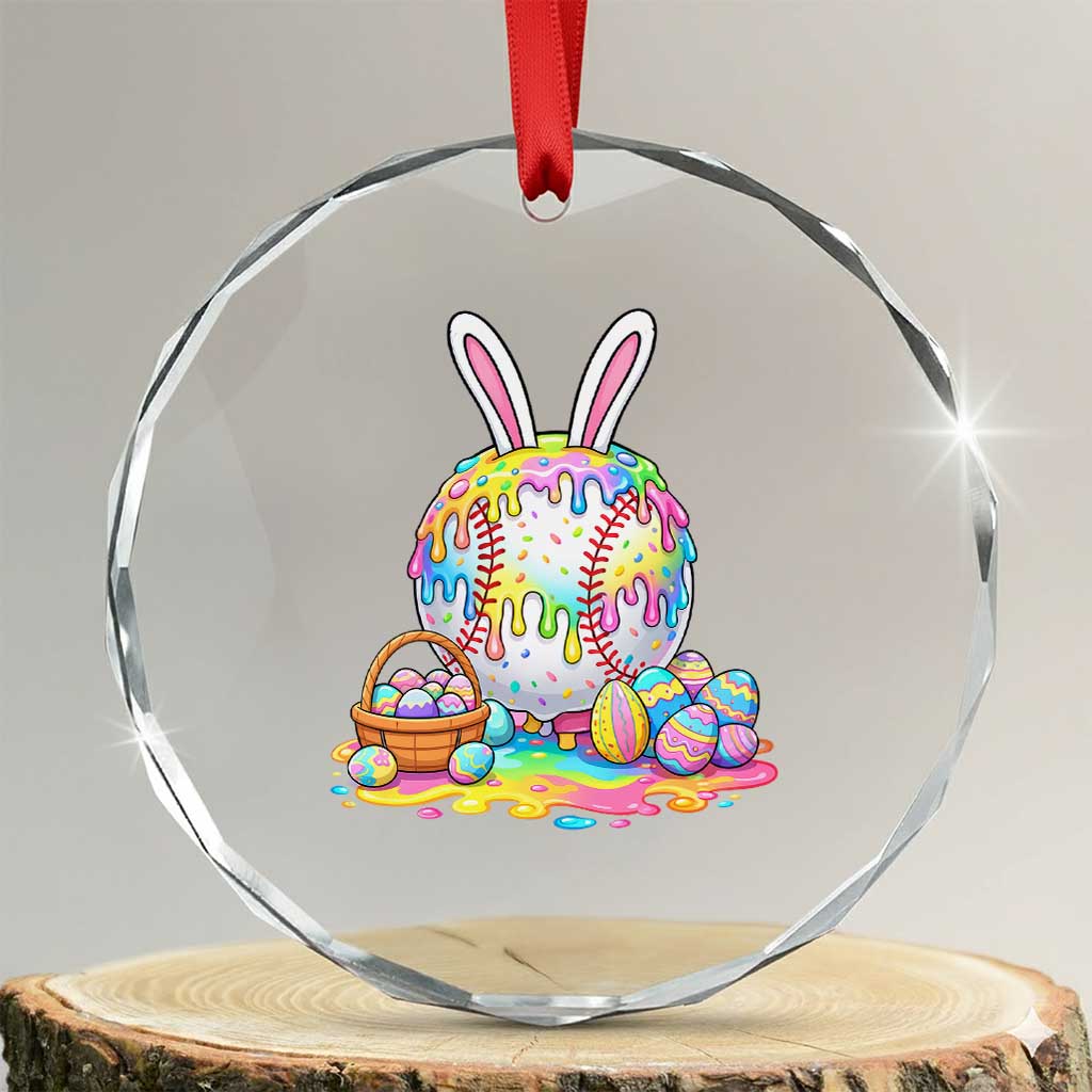 Baseball Easter Drip Ice Cream Sprinkles Egg Gift Crystal Glass Ornament
