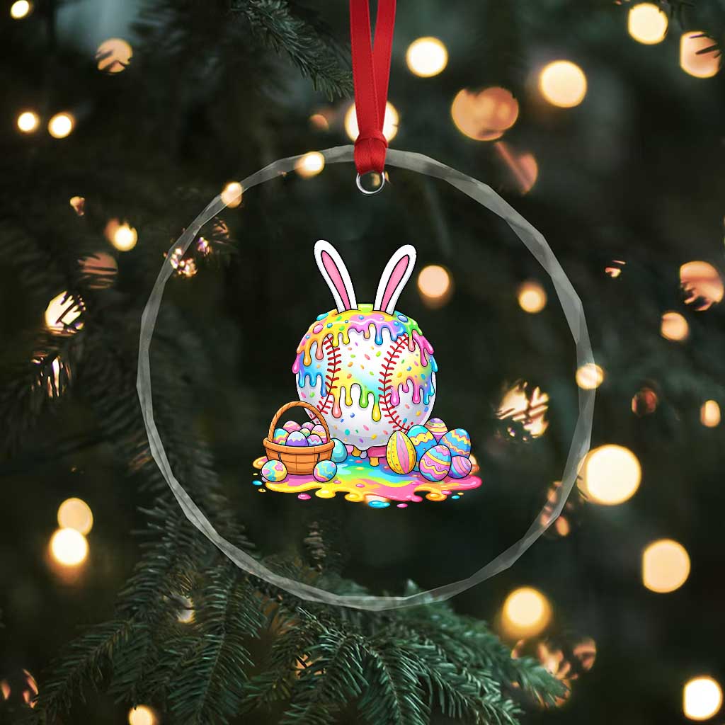 Baseball Easter Drip Ice Cream Sprinkles Egg Gift Crystal Glass Ornament