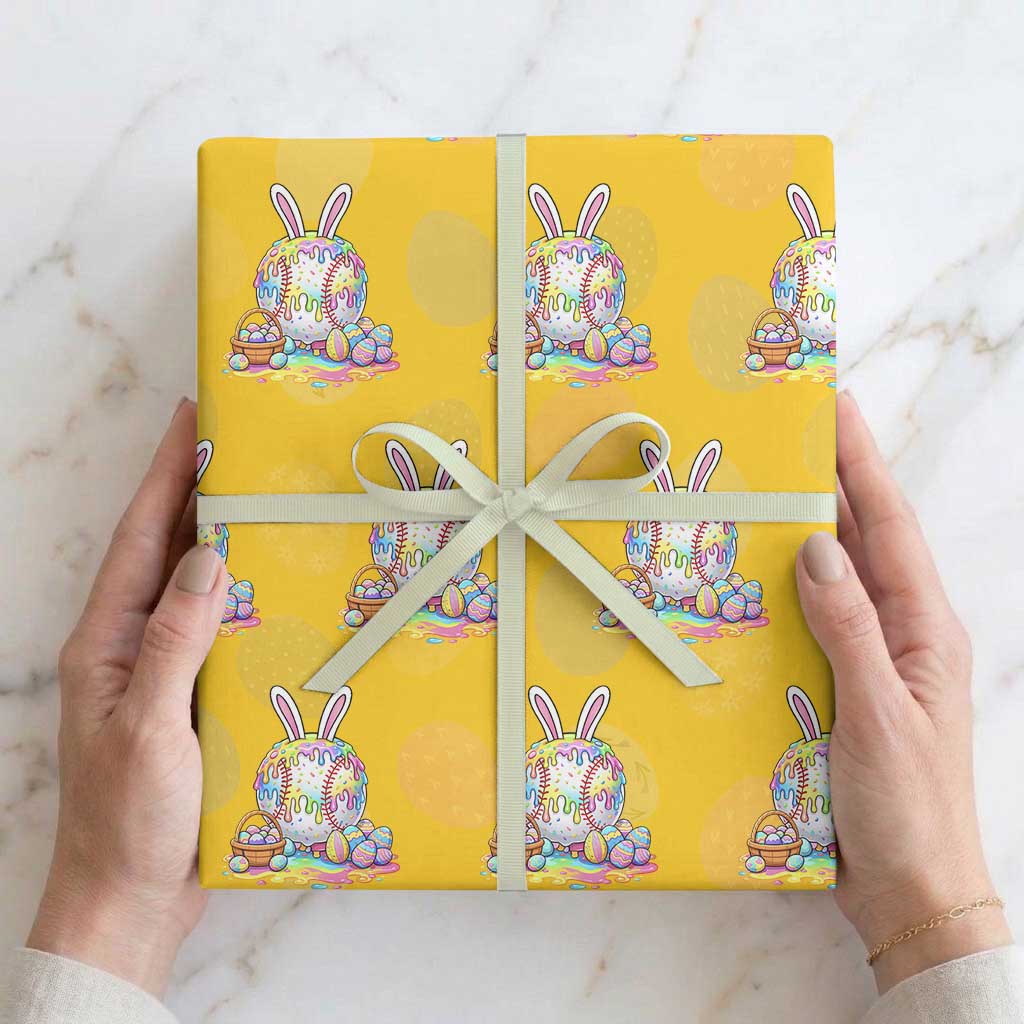 Baseball Easter Drip Ice Cream Sprinkles Egg Gift Wrapping Paper Roll