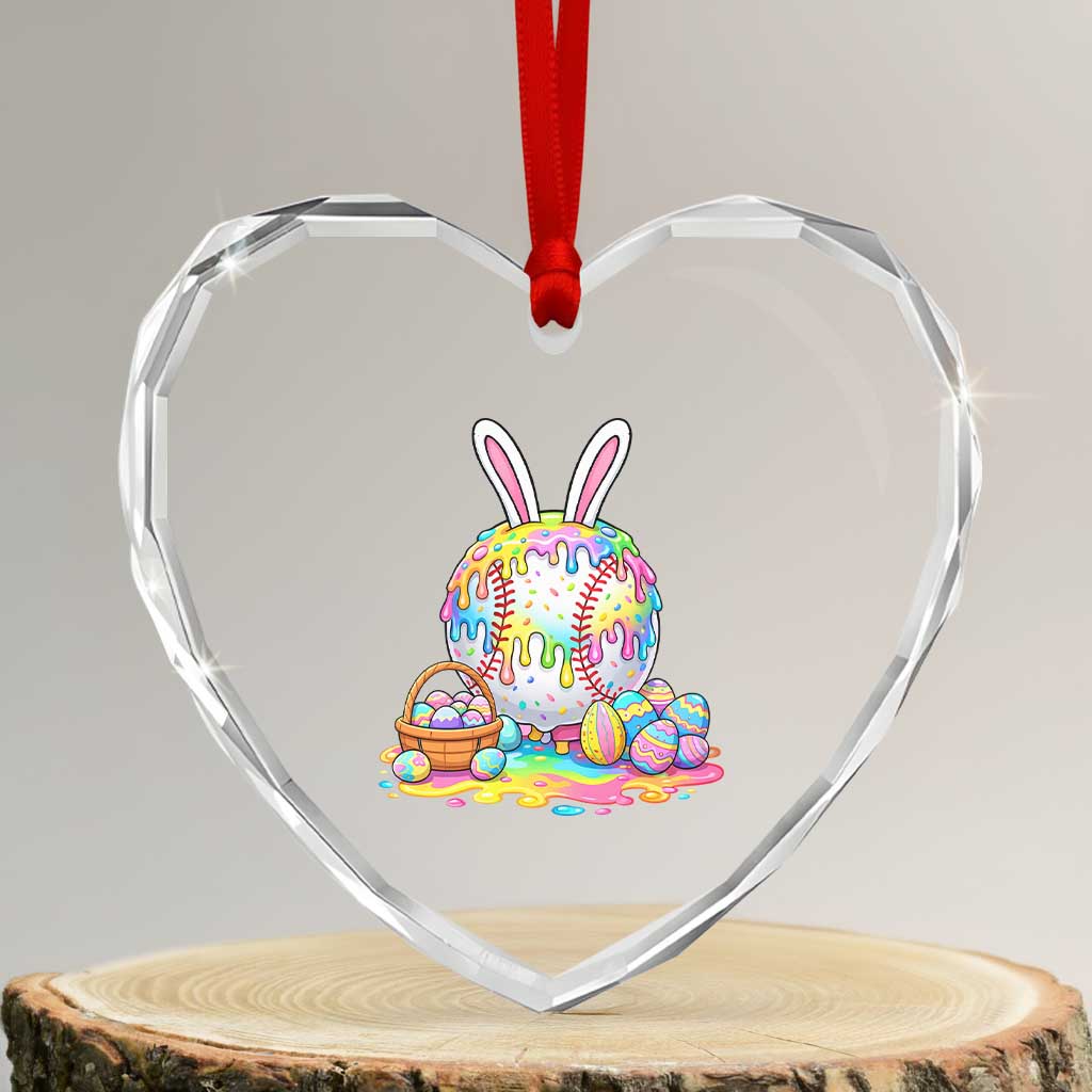 Baseball Easter Drip Ice Cream Sprinkles Egg Gift Heart Crystal Glass Ornament