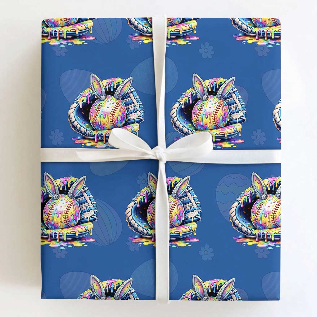 Baseball Easter Wrapping Paper Roll Drip Ice Cream Sprinkles Baseball Glove