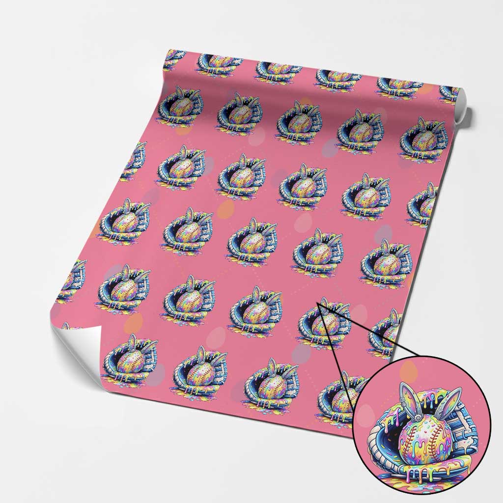Baseball Easter Wrapping Paper Roll Drip Ice Cream Sprinkles Baseball Glove