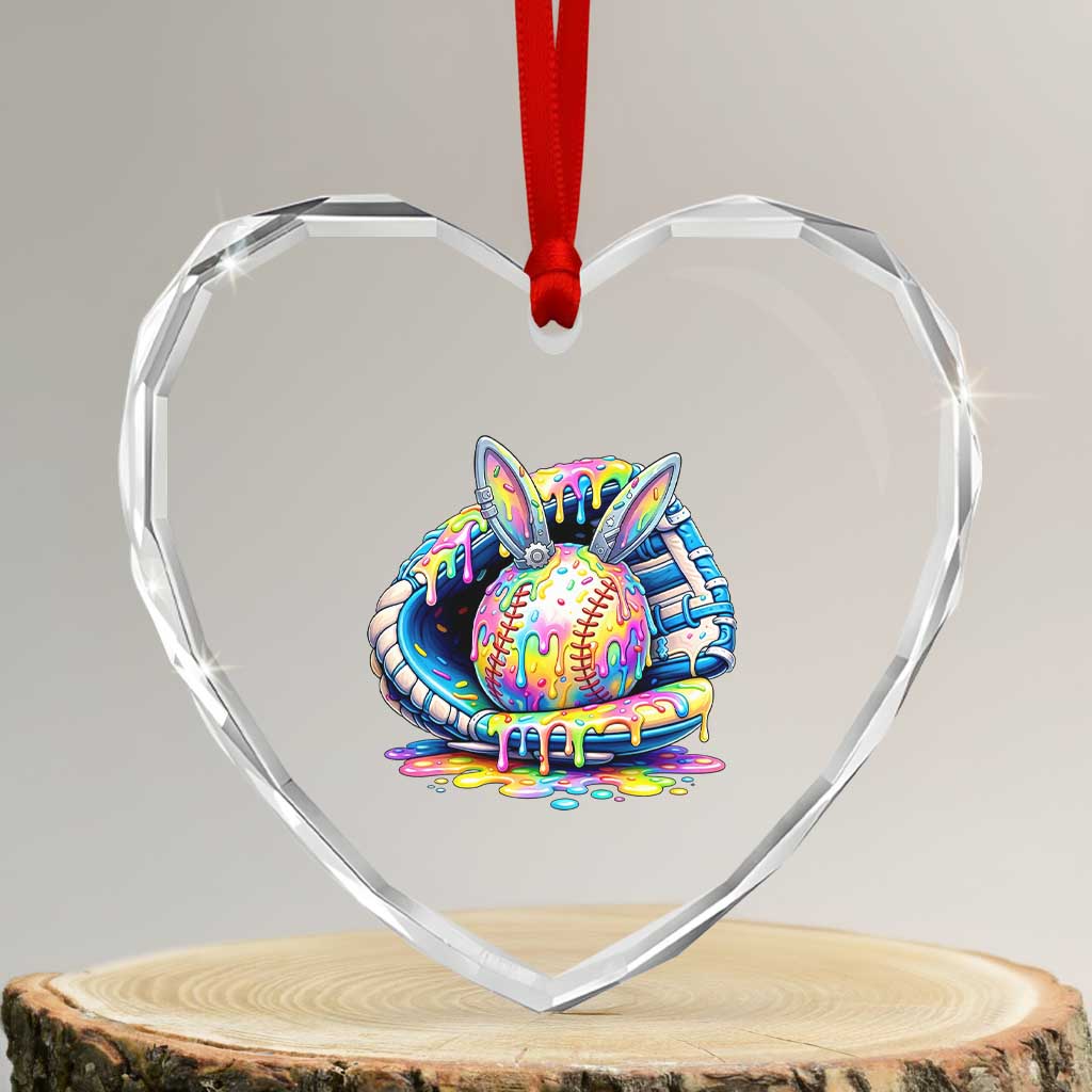 Baseball Easter Heart Crystal Glass Ornament Drip Ice Cream Sprinkles Baseball Glove