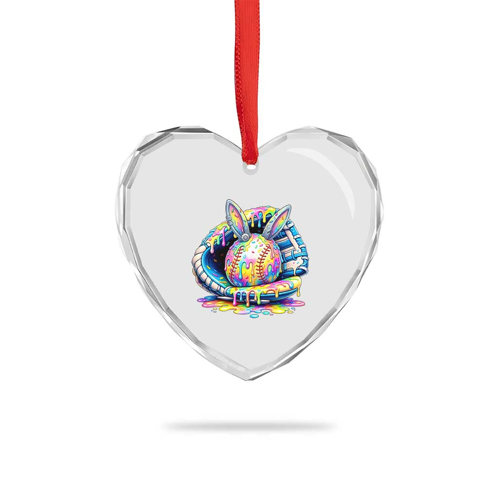 Baseball Easter Heart Crystal Glass Ornament Drip Ice Cream Sprinkles Baseball Glove