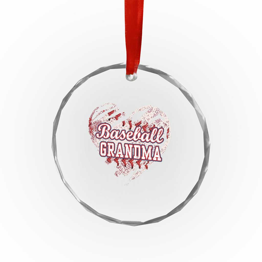 Baseball Grandma Crystal Glass Ornament Vintage Baseball Heart Game Day