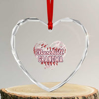 Baseball Grandma Heart Crystal Glass Ornament Vintage Baseball Heart Game Day