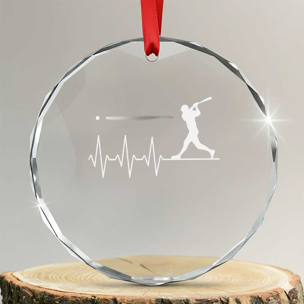 Baseball Heartbeat Line Crystal Glass Ornament Vintage Sports Lover Gift