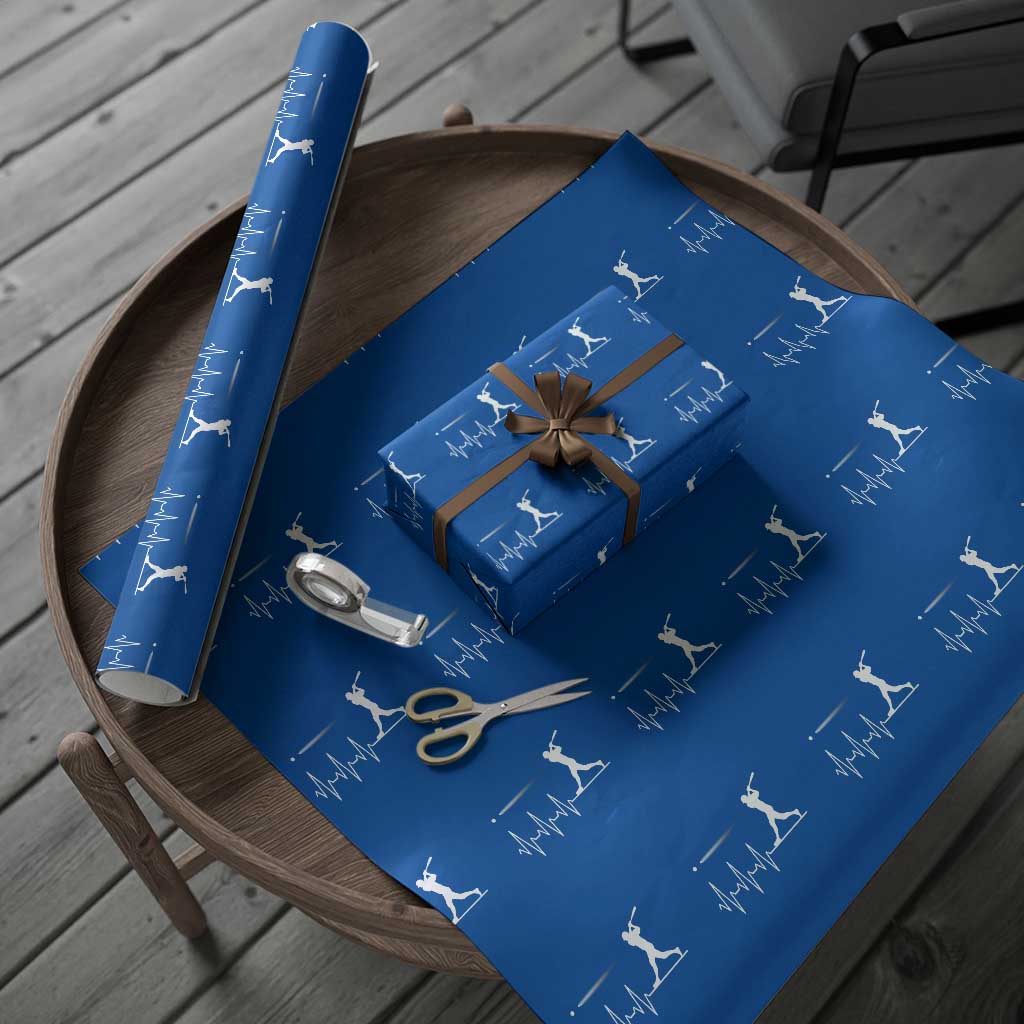 Baseball Heartbeat Line Wrapping Paper Roll Vintage Sports Lover Gift