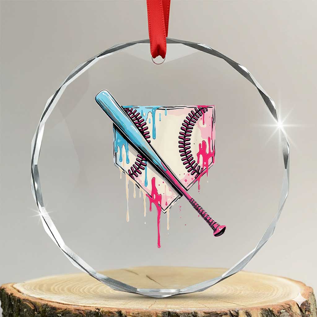 Baseball Home Plate Drip With Sprinkles Crystal Glass Ornament TS02