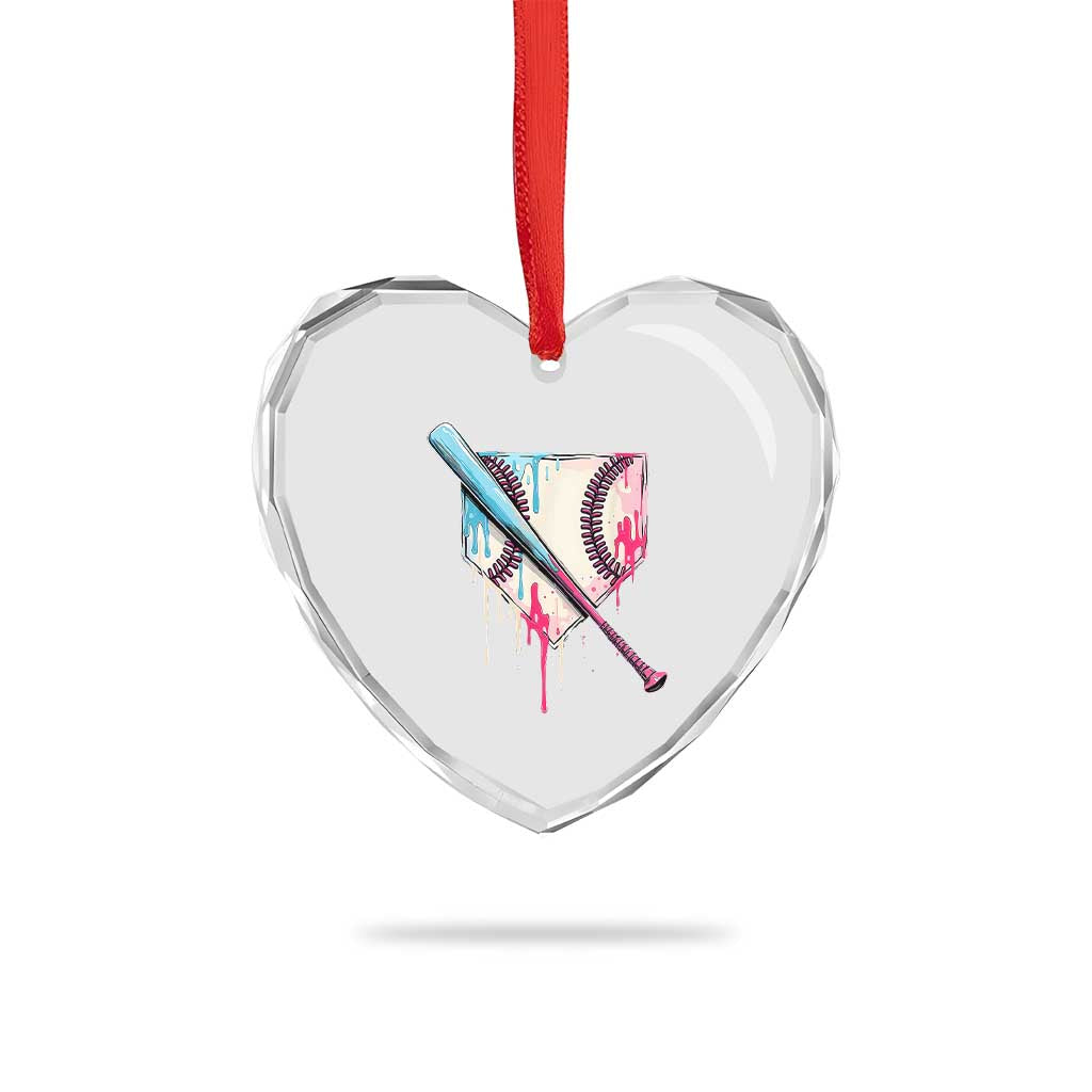 Baseball Home Plate Drip With Sprinkles Heart Crystal Glass Ornament - Wonder Print Shop