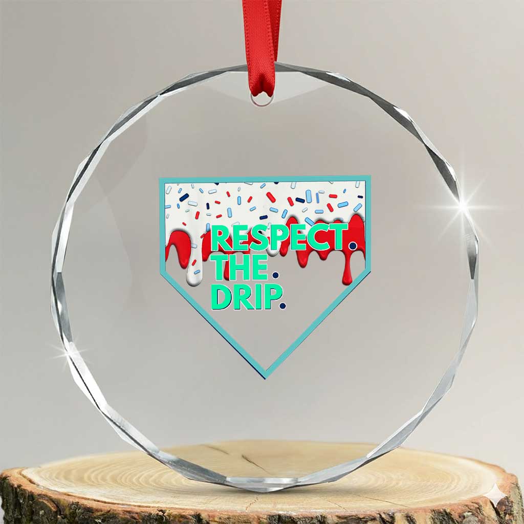 Baseball Home Plate Dripping Ice Cream Crystal Glass Ornament Respect The Drip Social Club Sprinkles TS02