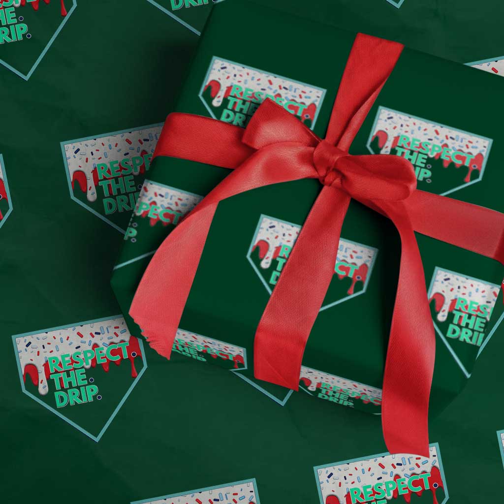 Baseball Home Plate Dripping Ice Cream Wrapping Paper Roll Respect The Drip Social Club Sprinkles - Wonder Print Shop