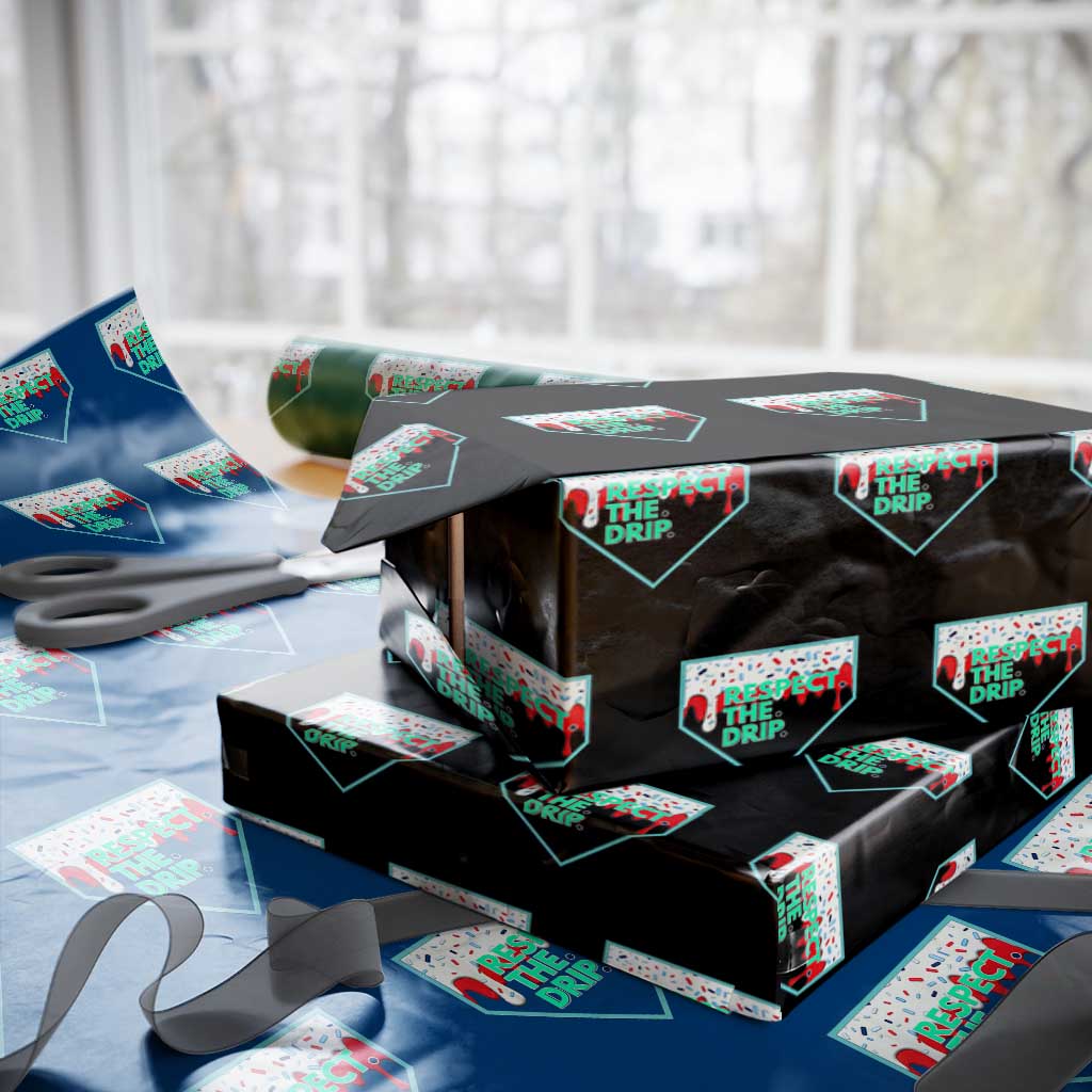 Baseball Home Plate Dripping Ice Cream Wrapping Paper Roll Respect The Drip Social Club Sprinkles - Wonder Print Shop