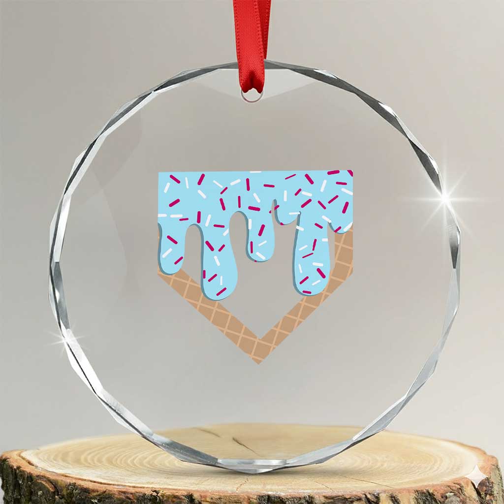 Baseball Ice Cream Dripping Crystal Glass Ornament Home Plate Drip TS02