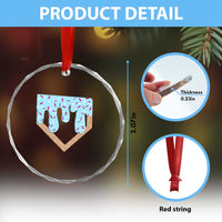 Baseball Ice Cream Dripping Crystal Glass Ornament Home Plate Drip TS02