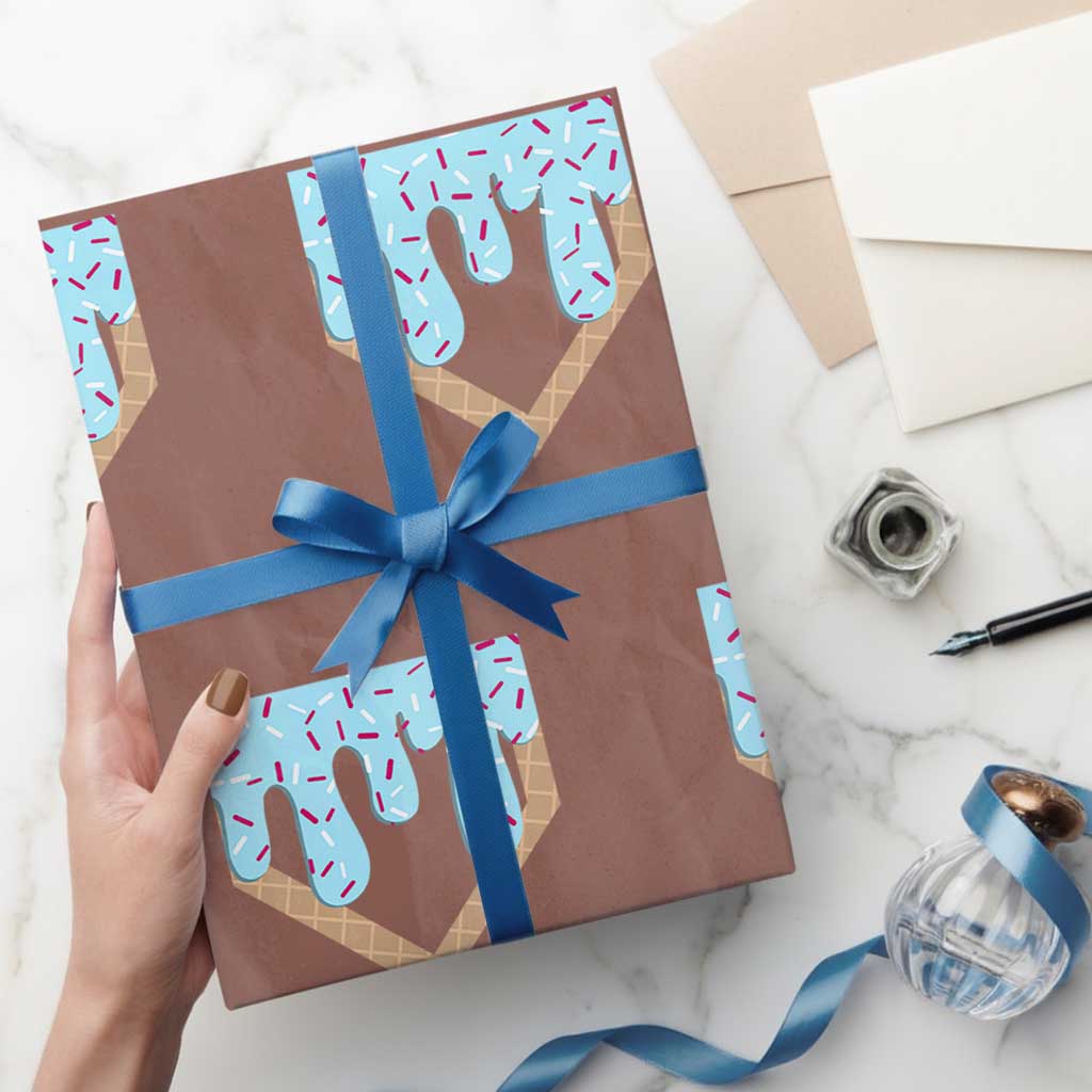 Baseball Ice Cream Dripping Wrapping Paper Roll Home Plate Drip - Wonder Print Shop
