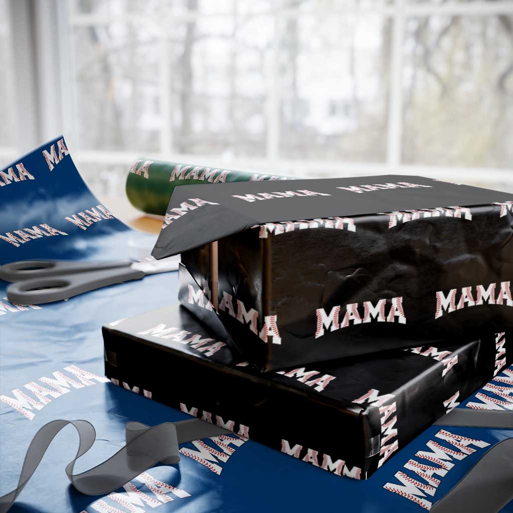 Baseball Mama Wrapping Paper Roll Retro Varsity Baseball Season Mom Raising Ballers