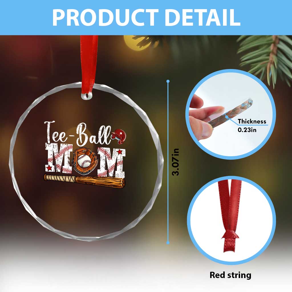 Baseball Mom Crystal Glass Ornament Tee Ball Mama Funny Mother's Day