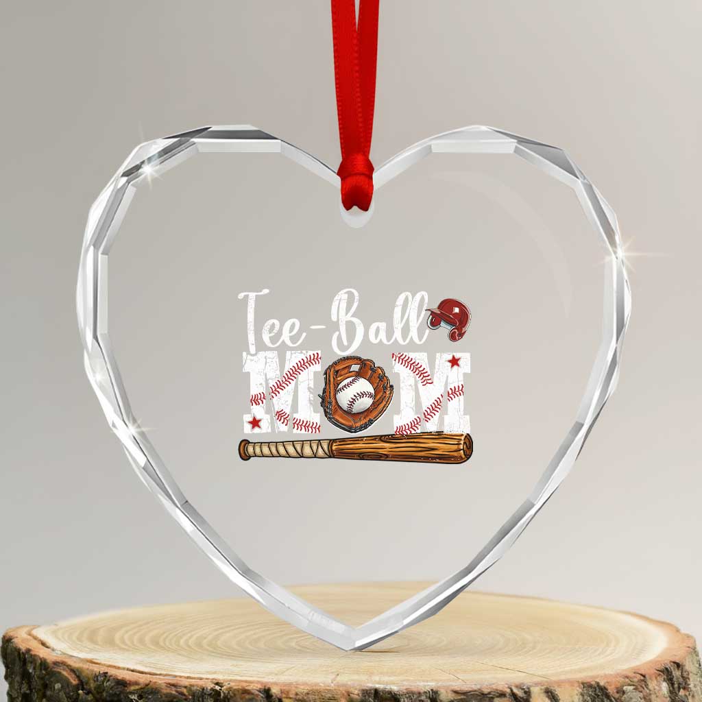 Baseball Mom Heart Crystal Glass Ornament Tee Ball Mama Funny Mother's Day