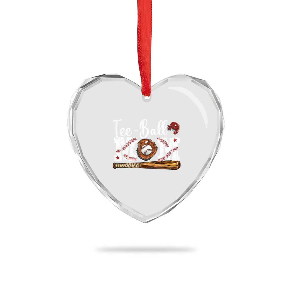 Baseball Mom Heart Crystal Glass Ornament Tee Ball Mama Funny Mother's Day