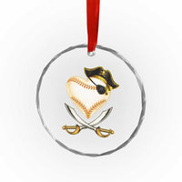 Baseball Pirate Crystal Glass Ornament Baseball Heart With Skull