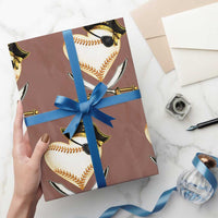 Baseball Pirate Wrapping Paper Roll Baseball Heart With Skull