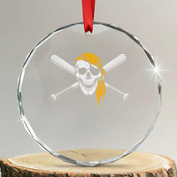 Baseball Pirate Skull Crystal Glass Ornament Retro Vintage Cross Baseball Bats