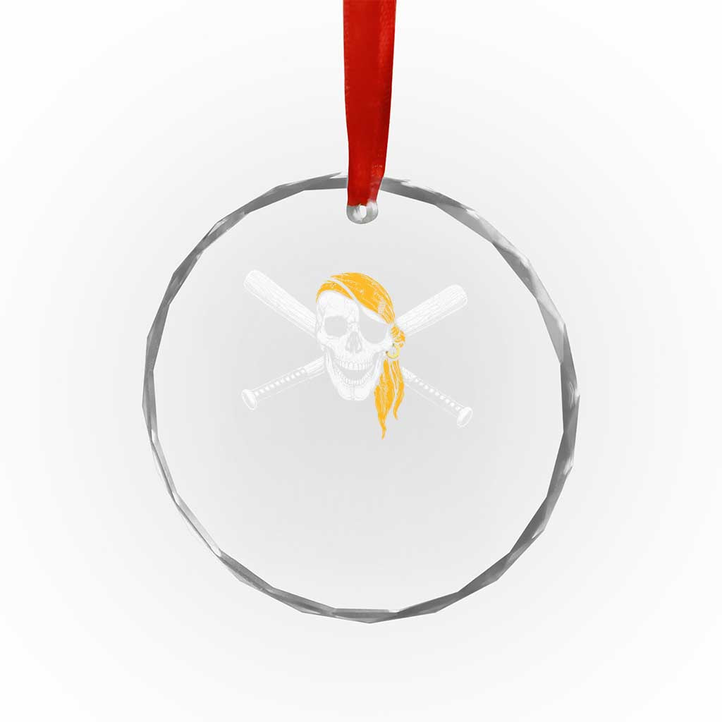 Baseball Pirate Skull Crystal Glass Ornament Retro Vintage Cross Baseball Bats