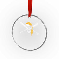 Baseball Pirate Skull Crystal Glass Ornament Retro Vintage Cross Baseball Bats