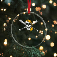 Baseball Pirate Skull Crystal Glass Ornament Retro Vintage Cross Baseball Bats