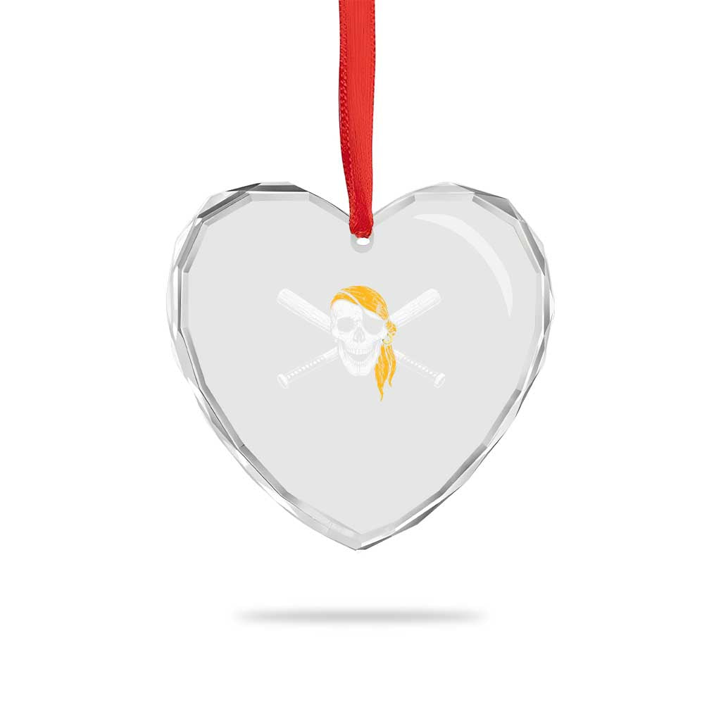 Baseball Pirate Skull Heart Crystal Glass Ornament Retro Vintage Cross Baseball Bats
