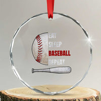 Baseball Player Crystal Glass Ornament Retro Funny Eat Sleep Baseball Repeat