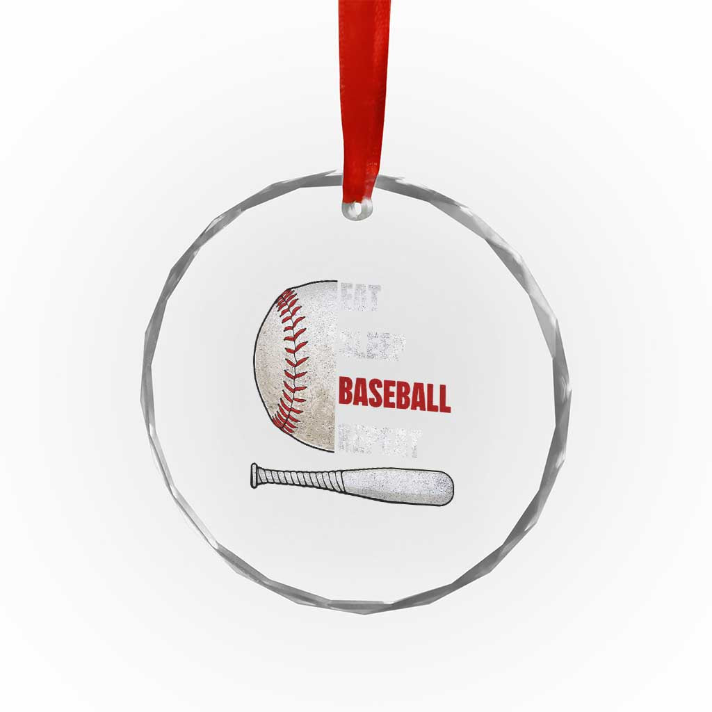 Baseball Player Crystal Glass Ornament Retro Funny Eat Sleep Baseball Repeat
