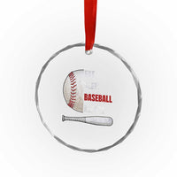 Baseball Player Crystal Glass Ornament Retro Funny Eat Sleep Baseball Repeat