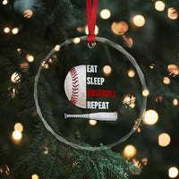 Baseball Player Crystal Glass Ornament Retro Funny Eat Sleep Baseball Repeat