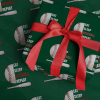 Baseball Player Wrapping Paper Roll Retro Funny Eat Sleep Baseball Repeat