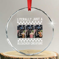 Baseball Raccoon Literally Just a Bleacher Creature Crystal Glass Ornament Funny Trash Panda At Ballfield