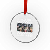 Baseball Raccoon Literally Just a Bleacher Creature Crystal Glass Ornament Funny Trash Panda At Ballfield
