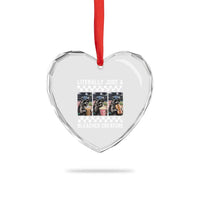 Baseball Raccoon Literally Just a Bleacher Creature Heart Crystal Glass Ornament Funny Trash Panda At Ballfield