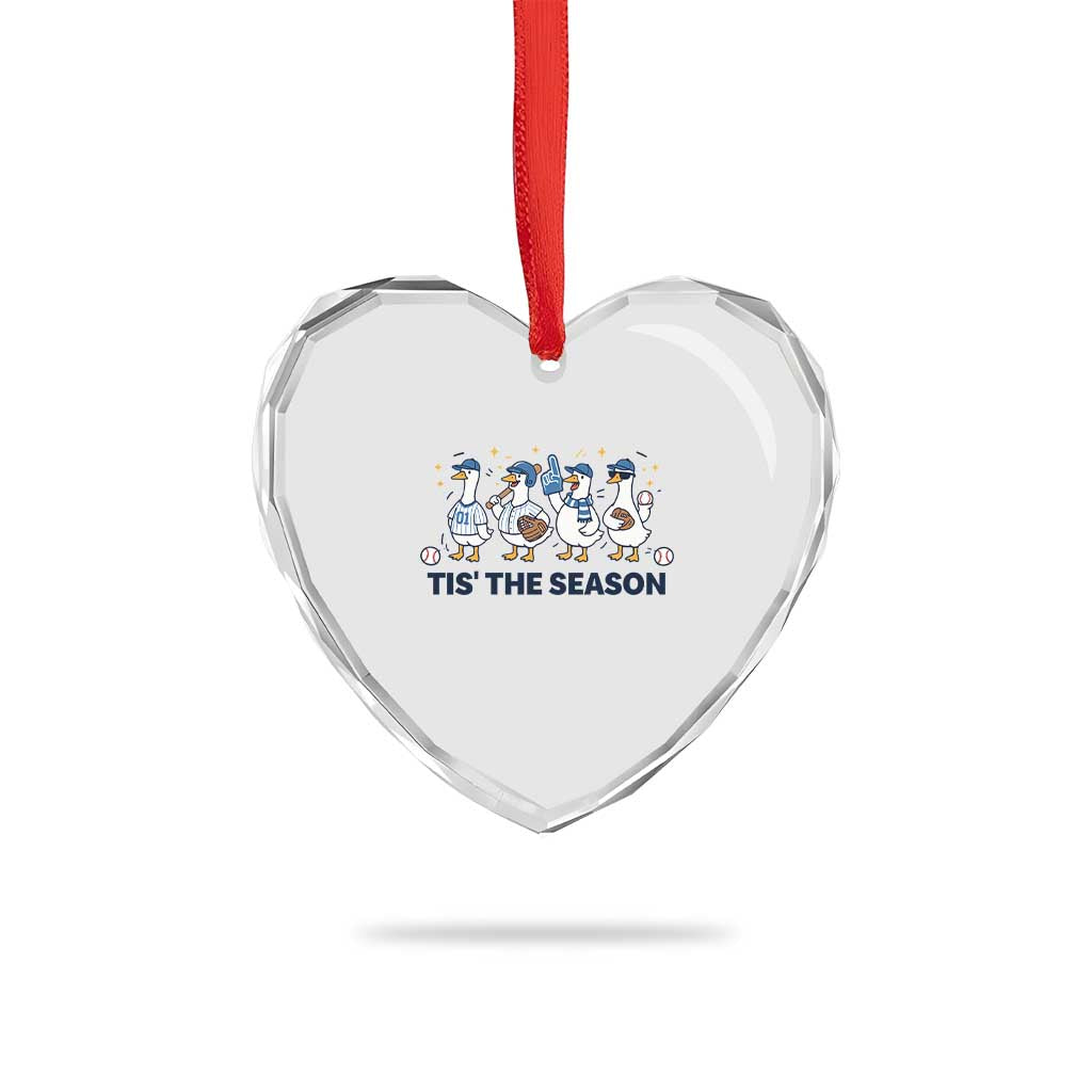 Baseball Silly Goose Heart Crystal Glass Ornament Funny Tis The Season Baseball Mom