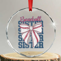 Baseball Sister Crystal Glass Ornament Coquette Bow Biggest Fan Sport Lovers Girl