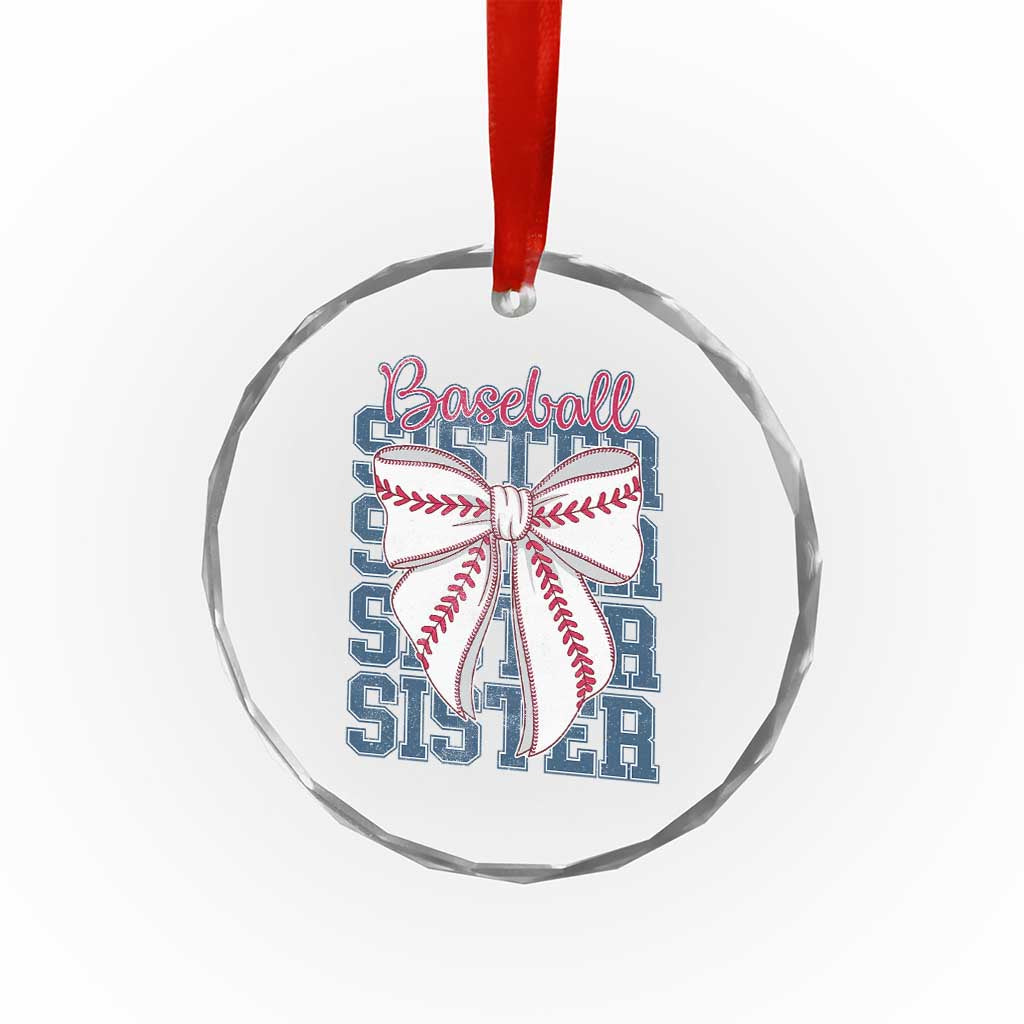 Baseball Sister Crystal Glass Ornament Coquette Bow Biggest Fan Sport Lovers Girl
